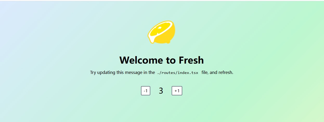 Screenshot of the newly initialized Fresh app showing a counter